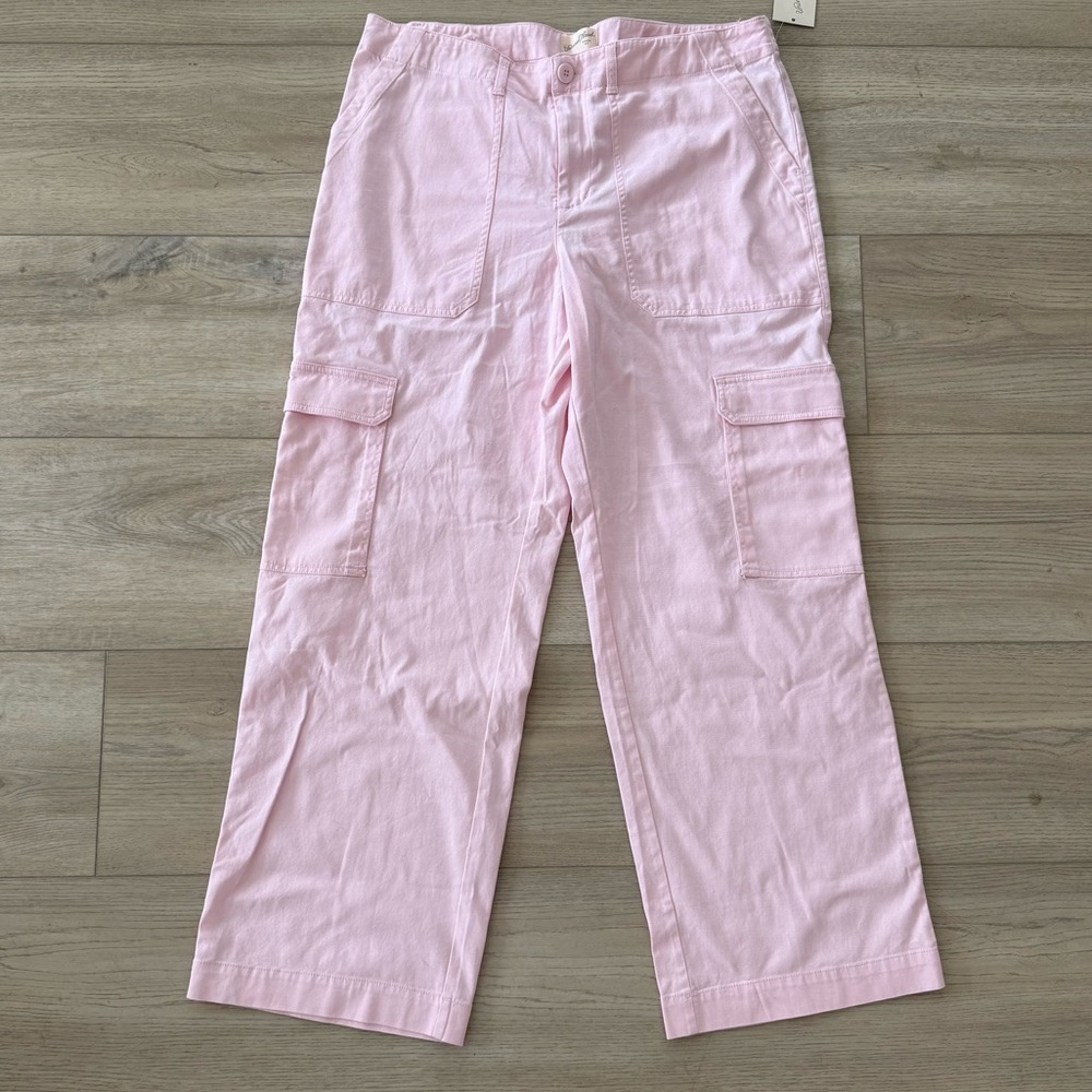Universal Thread Cotton Spandex PINK High-Rise Cargo Pants Women's 16 NEW